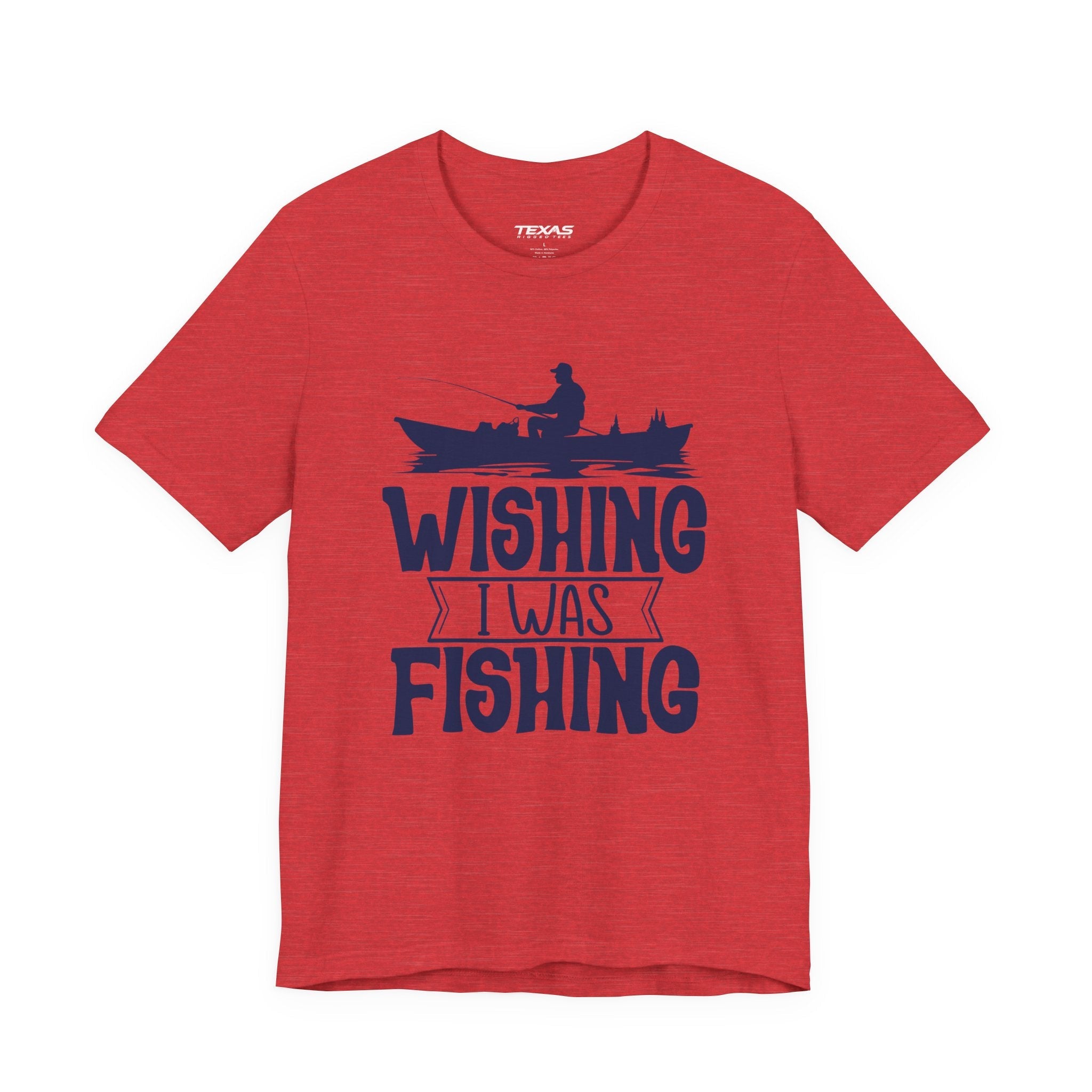 Wishing I Was Fishing (Boat Edition) — Unisex Cotton Tee