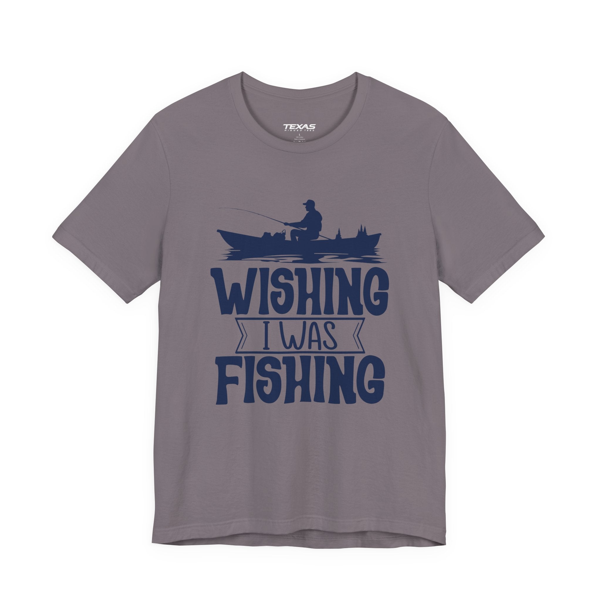 Wishing I Was Fishing (Boat Edition) — Unisex Cotton Tee