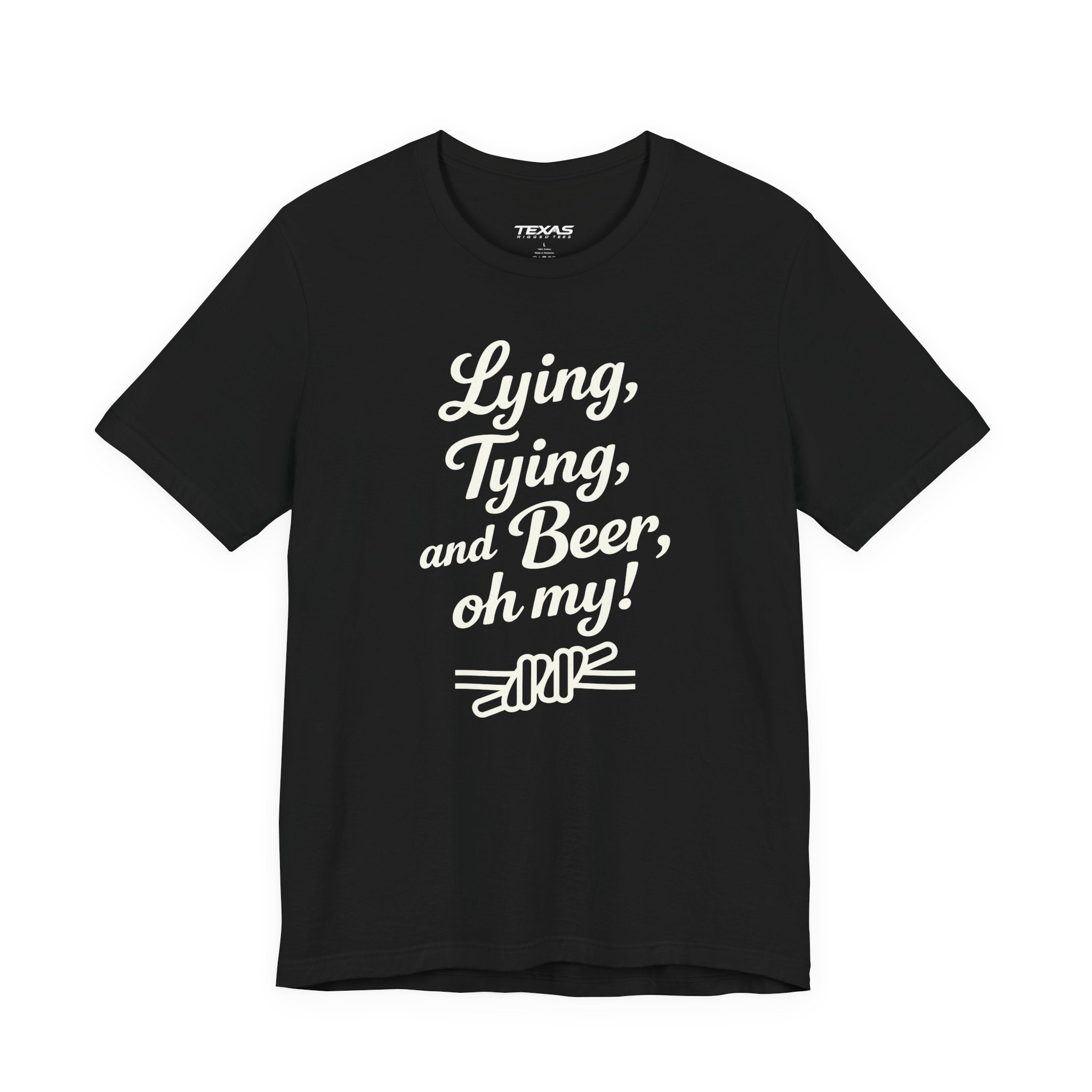 Lying, Tying, and Beer, Oh My! — Unisex Cotton Tee