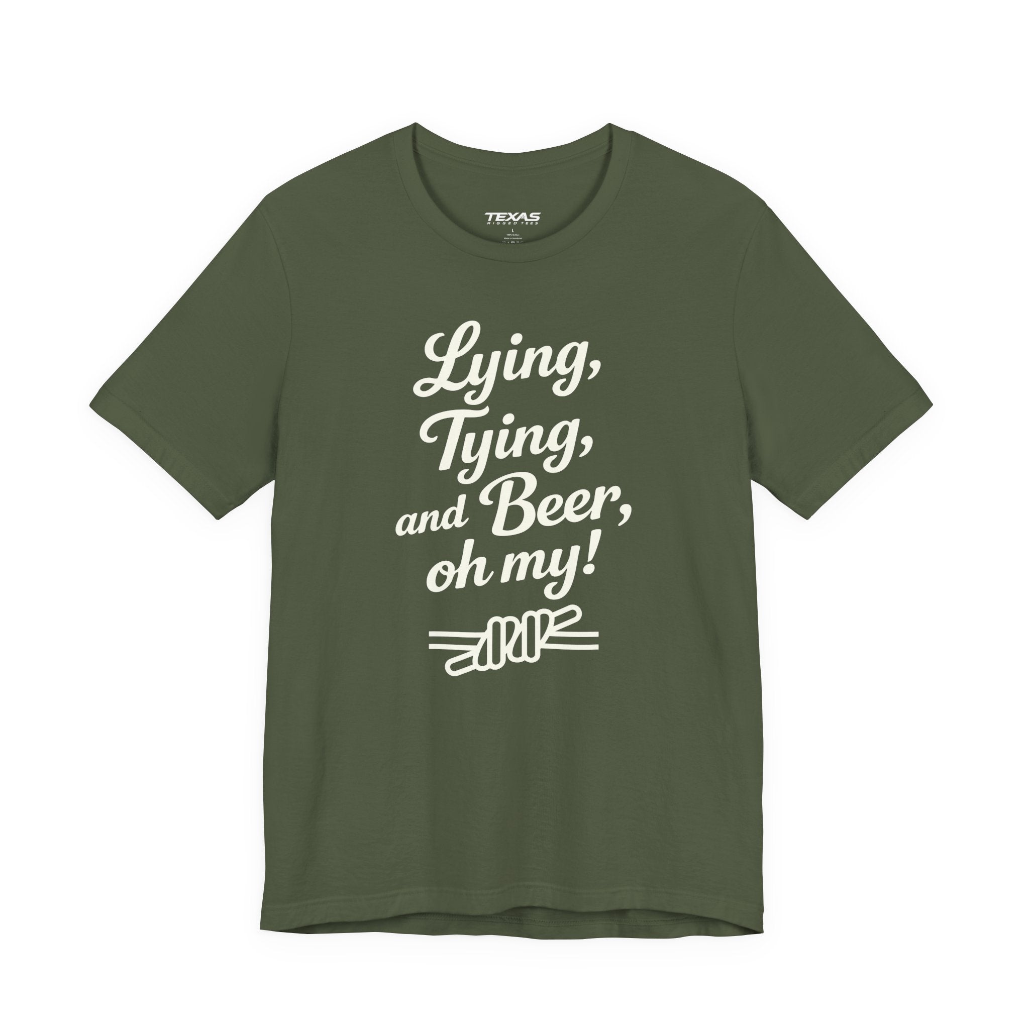 Lying, Tying, and Beer, Oh My! — Unisex Cotton Tee