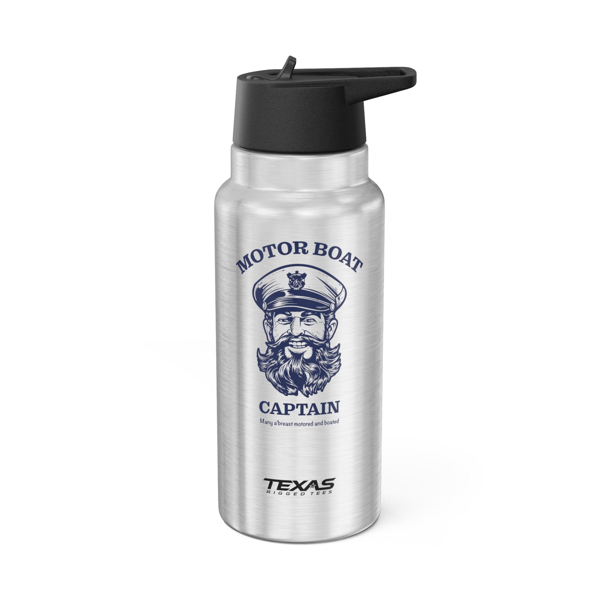 Motor Boat Captain — 32oz Stainless Steel Tumbler (with inner straw)