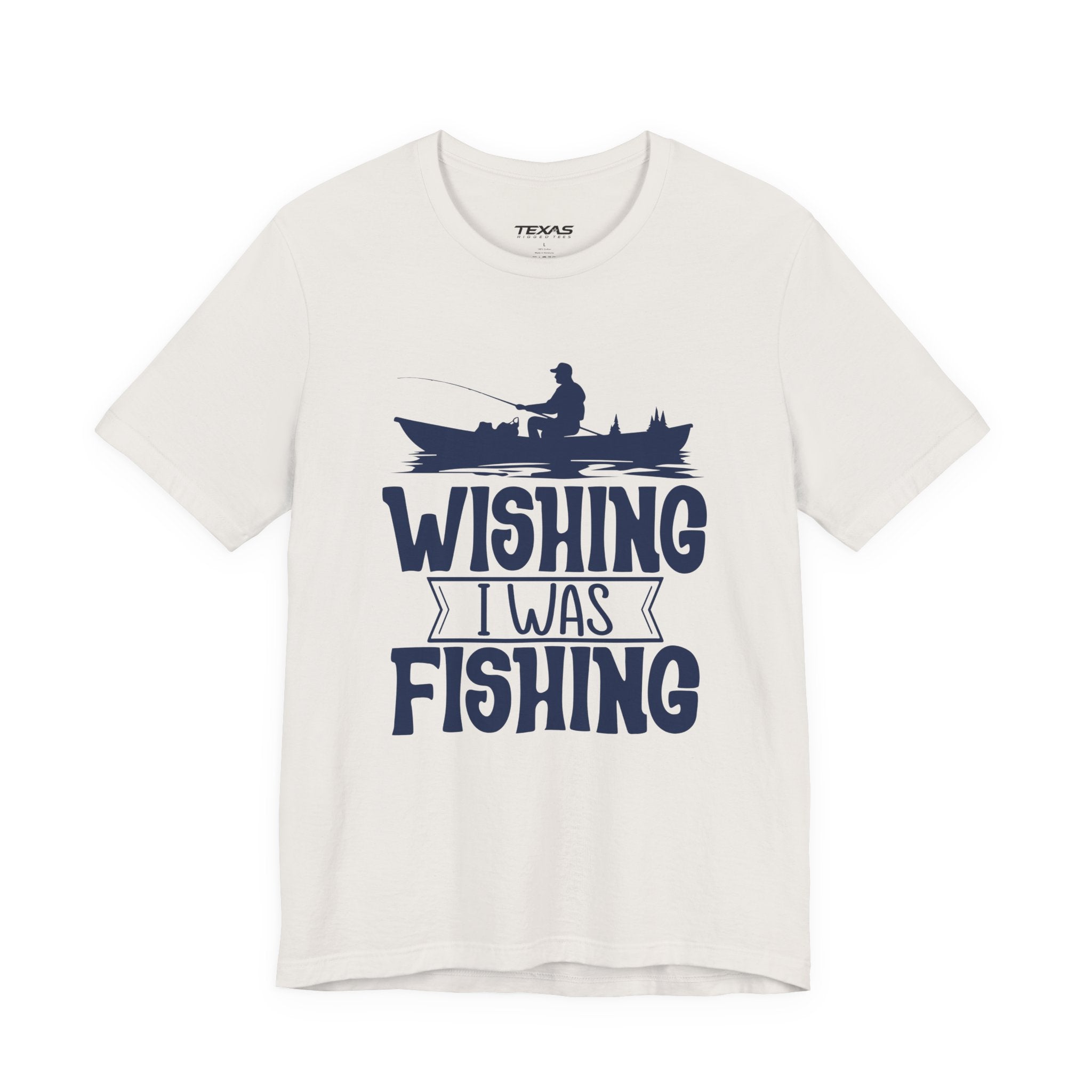 Wishing I Was Fishing (Boat Edition) — Unisex Cotton Tee