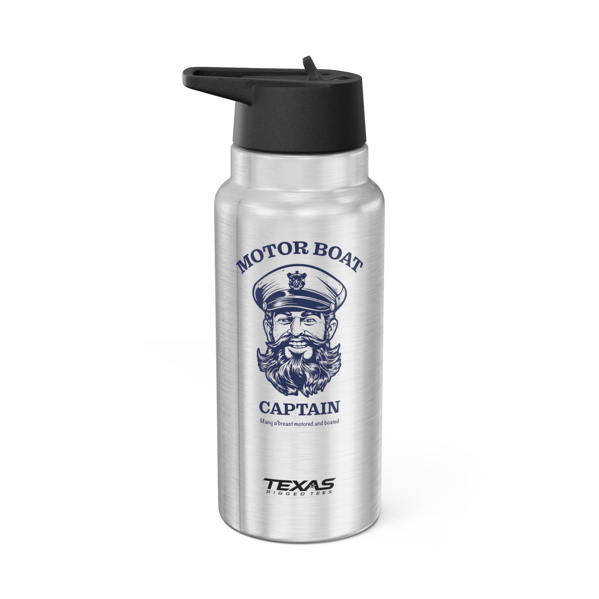 Motor Boat Captain — 32oz Stainless Steel Tumbler (with inner straw)