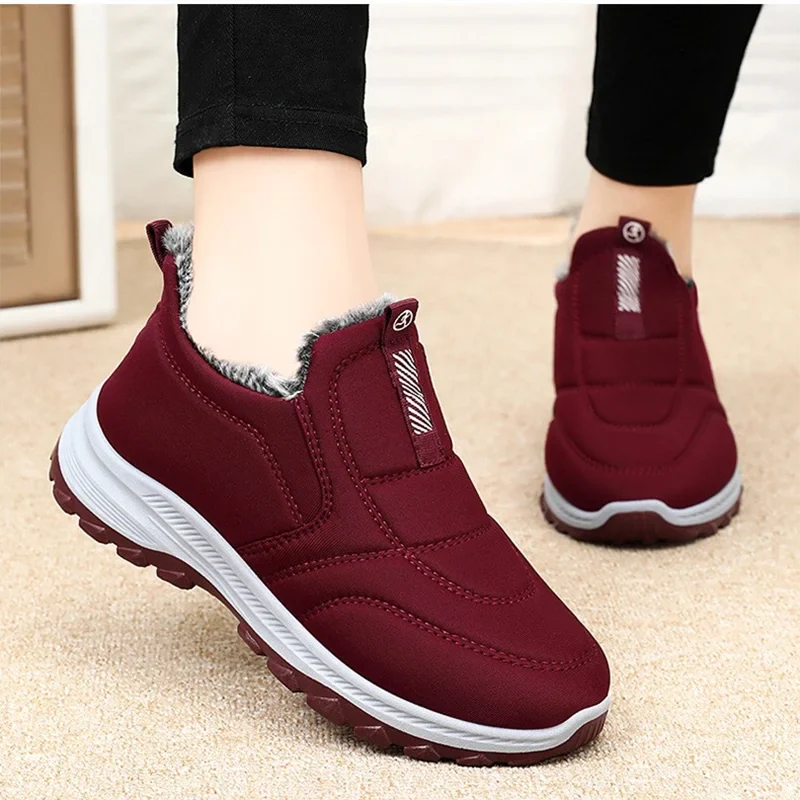 Winter Women Boots Outdoor Snow Boots Warm Lightweight Cotton Boot Non-slip Hiking Walking Shoes Fur Comfortable Women Ankle Boo